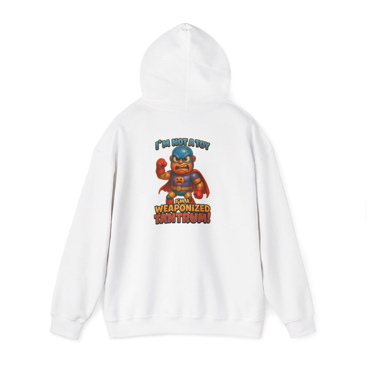 Weaponized Tantrum Hoodie — Funny Superhero Cat Graphic Sweatshirt