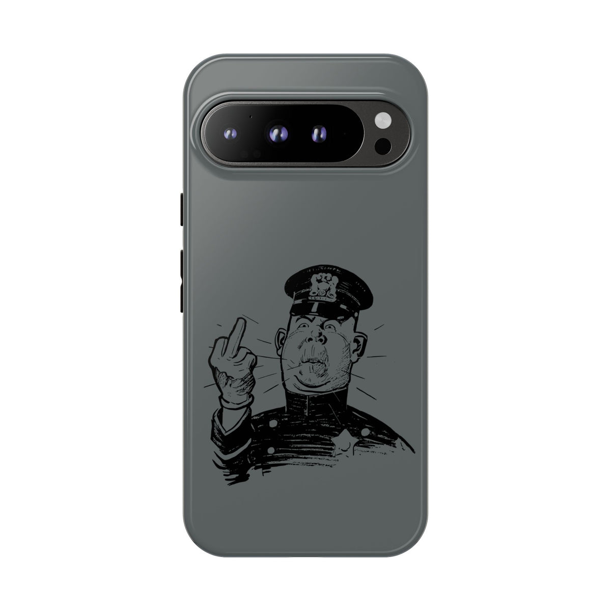 Vintage Cop Middle Finger Phone Case — Edgy Retro iPhone Protective Cover
