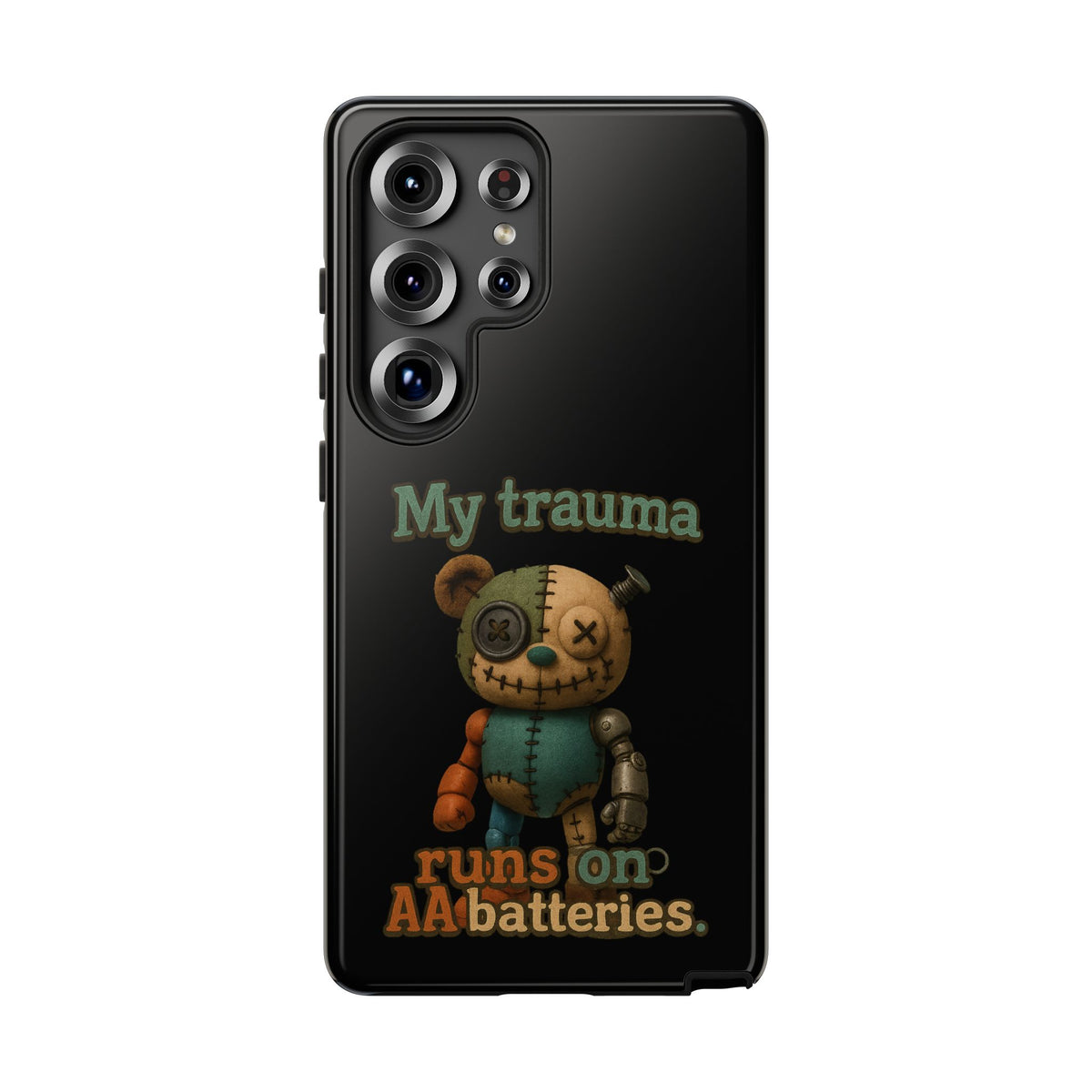 Phone Case — 'My Trauma Runs on AA Batteries' Creepy Voodoo Teddy Protective Cover