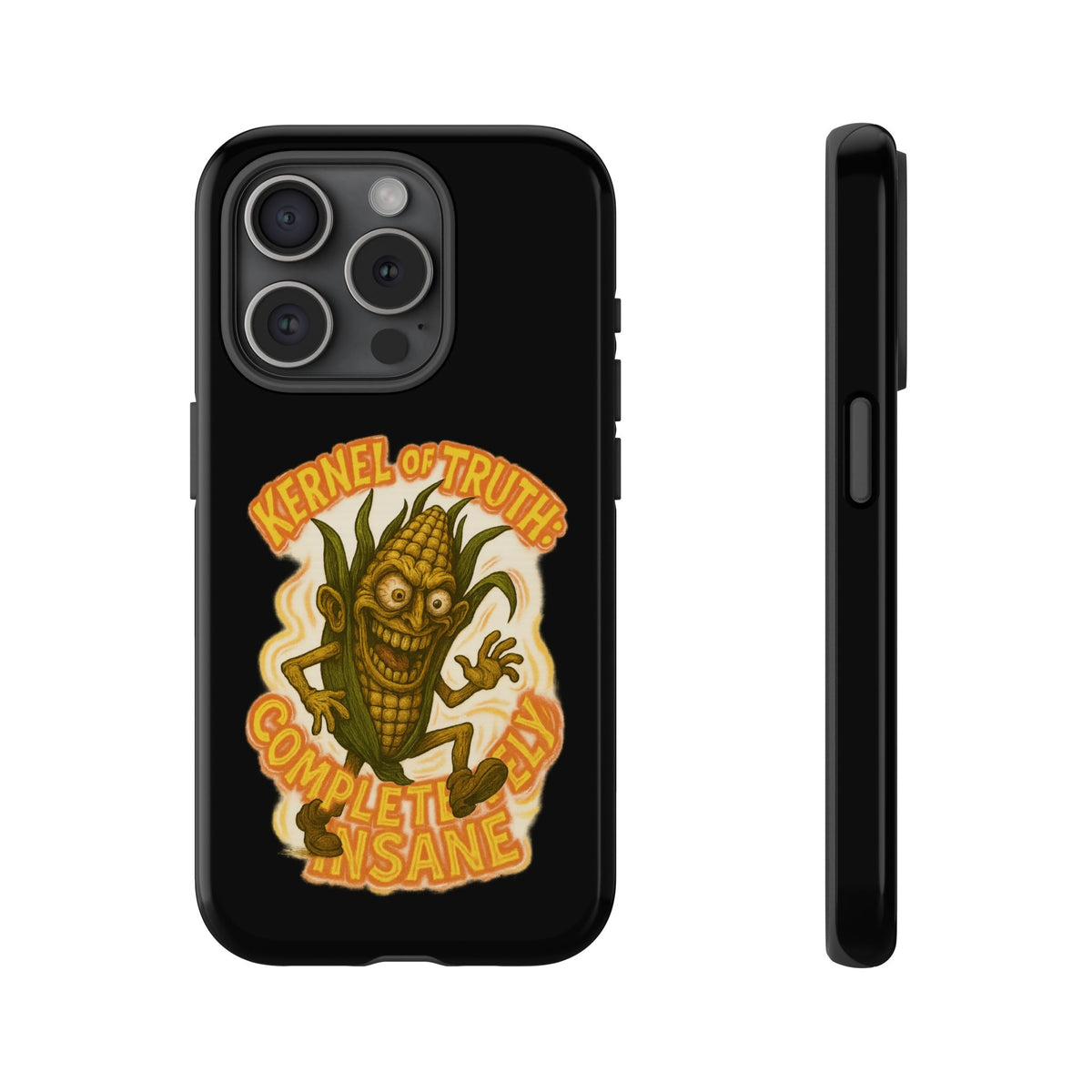 Corny Horror Phone Case - “Kernel of Truth, Completely Insane” Retro Corn Monster