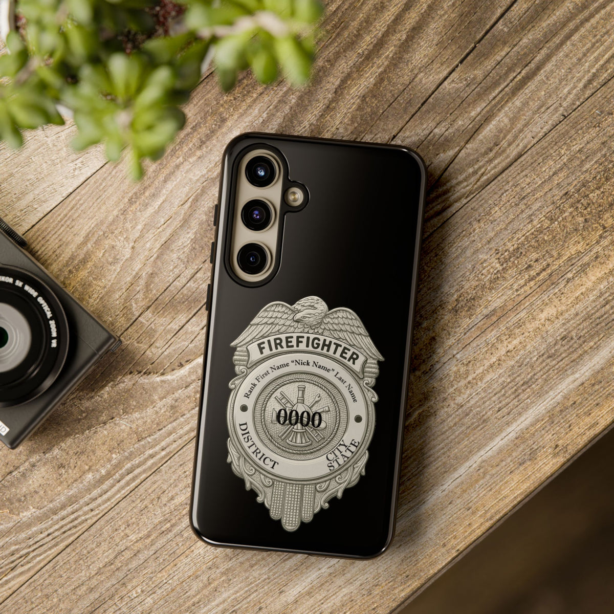 Firefighter Badge Tough Phone Case — Personalized Station Number Design