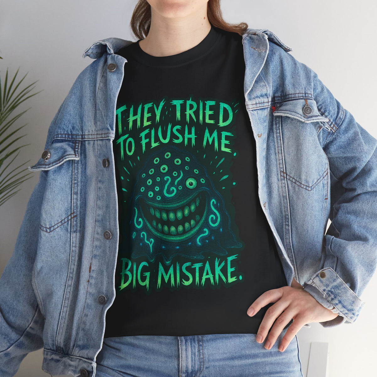 They Tried To Flush Me Big Mistake Tee | Creepy Smiling Face Graphic