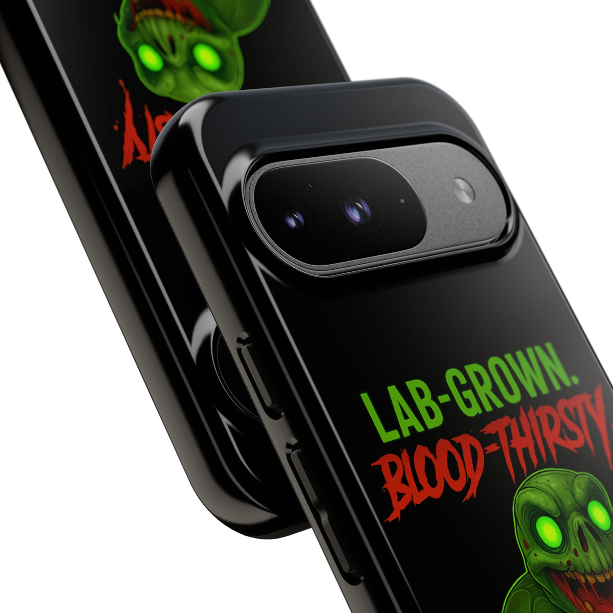 Phone Case — “Lab-Grown. Blood-Thirsty!” Green Monster Horror Design