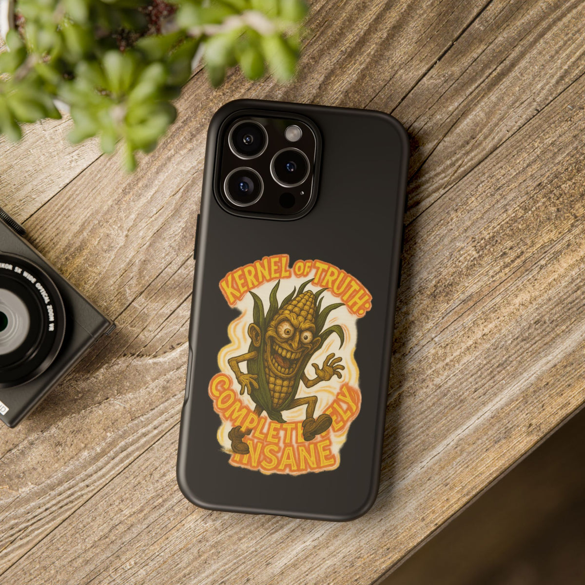 Corny Horror Phone Case - “Kernel of Truth, Completely Insane” Retro Corn Monster