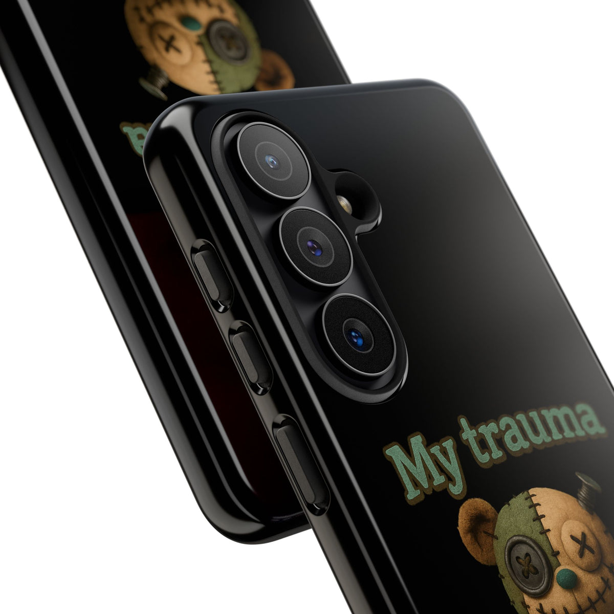 Phone Case — 'My Trauma Runs on AA Batteries' Creepy Voodoo Teddy Protective Cover