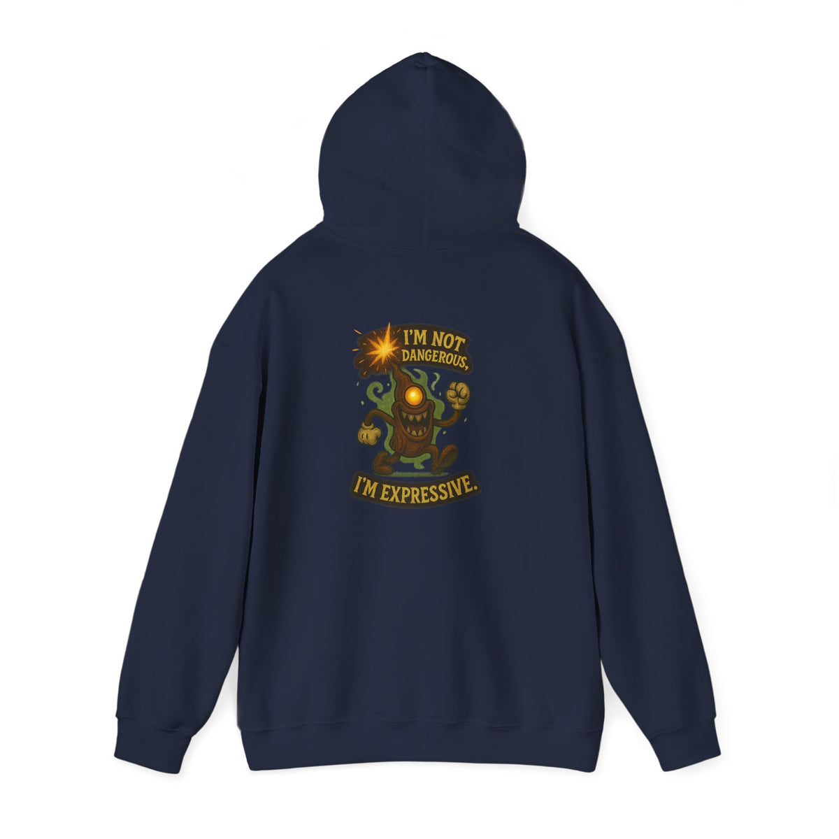 Expressive Pumpkin Character Hoodie — "Not Dangerous, I'm Expressive" Halloween Sweatshirt