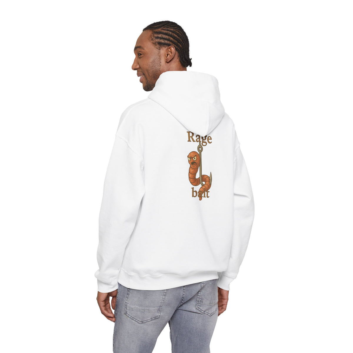 Rage Bait Hoodie — Funny Worm Graphic Hooded Sweatshirt