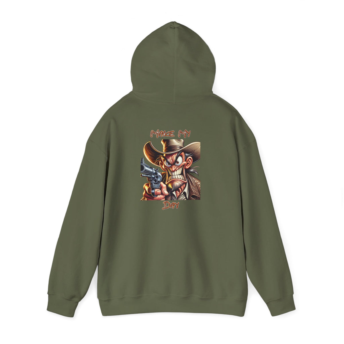 Make My Day Hoodie – Cartoon Gunslinger Attitude
