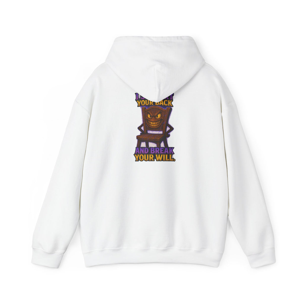 Horror Throne Hoodie — 'I’ll Watch Your Back and Break Your Will' Graphic Pullover