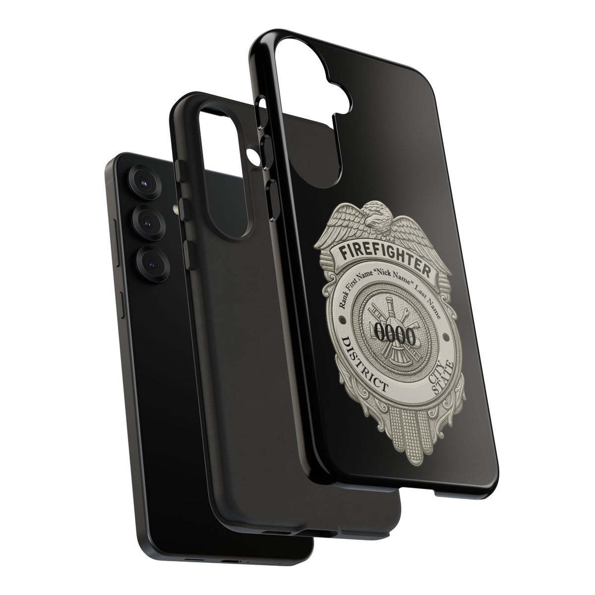 Firefighter Badge Tough Phone Case — Personalized Station Number Design