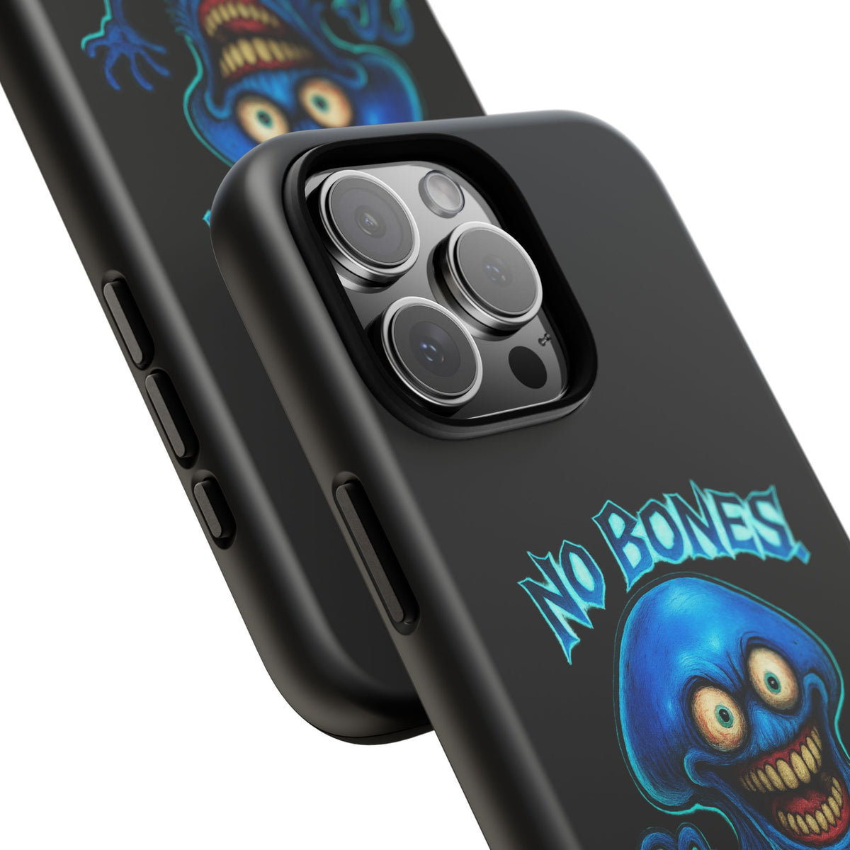 Phone Case — 'No Bones, No Chill, No Mercy' Blue Jellyfish Horror Design