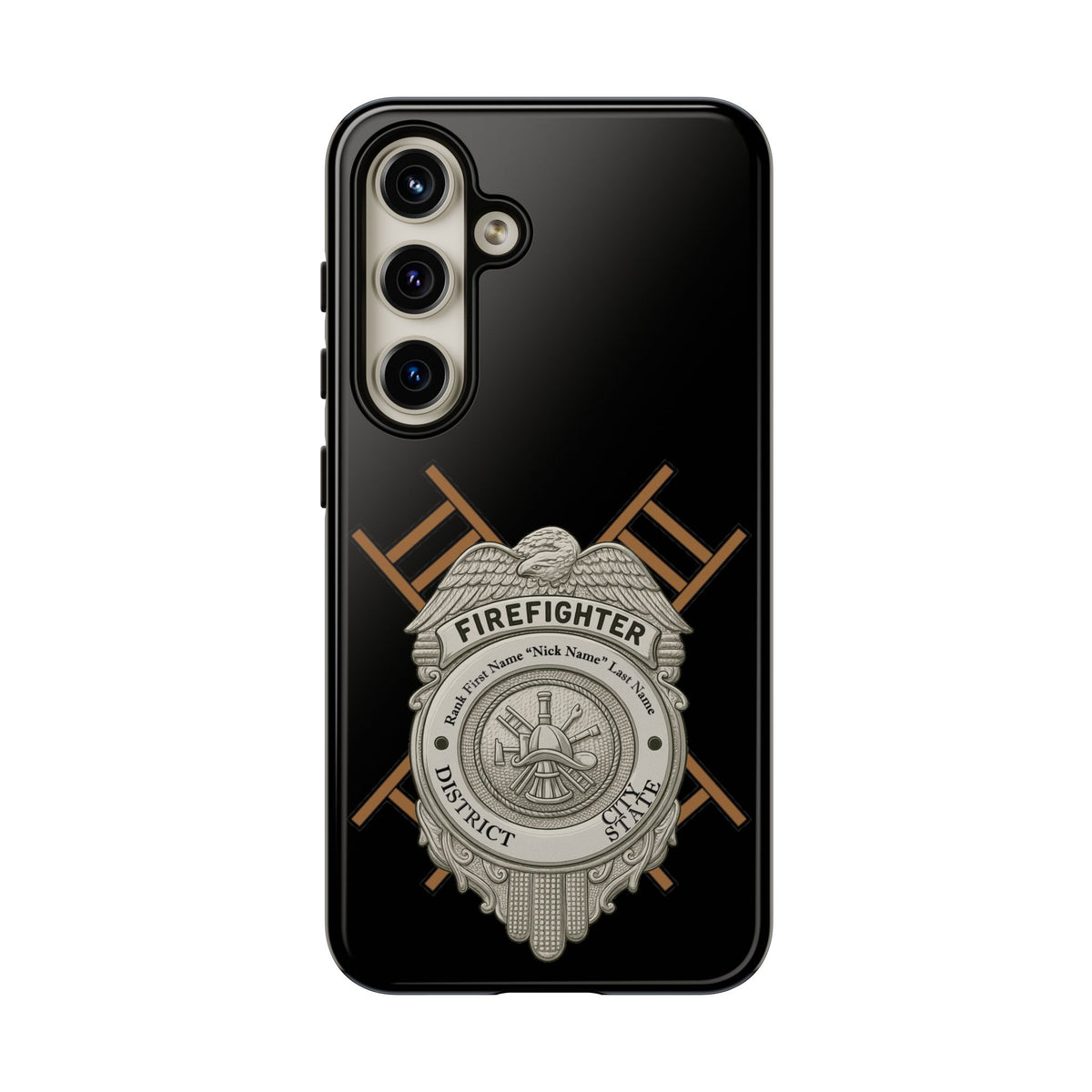 Firefighter Badge Tough Phone Case — Firefighter Helmet & Ladders Protective Case