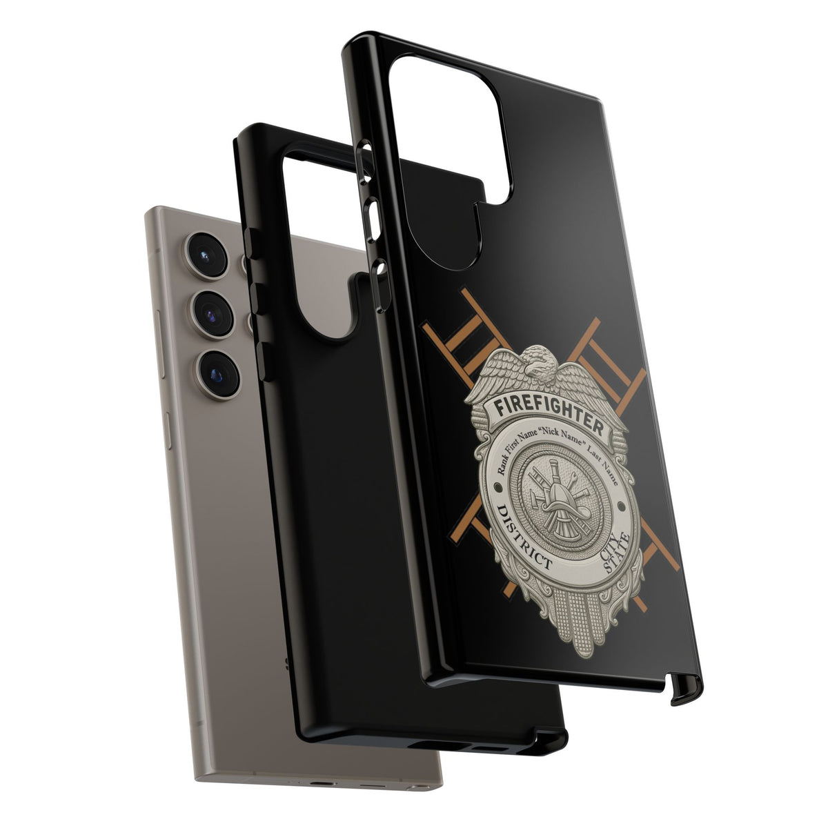 Firefighter Badge Tough Phone Case — Firefighter Helmet & Ladders Protective Case