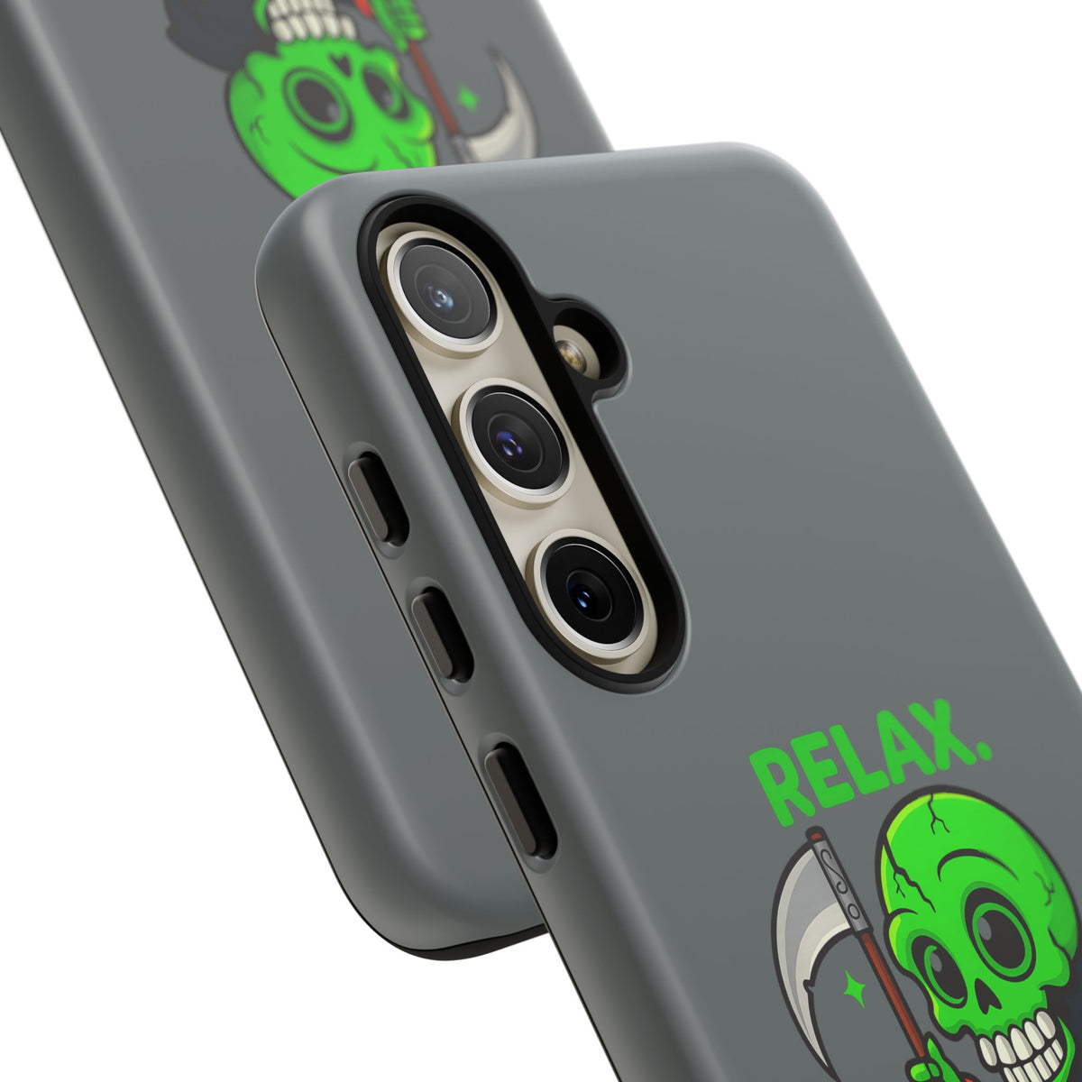 Phone Case — 'Relax. I Only Reap on Weekdays.' Cute Green Grim Reaper Protective Cover