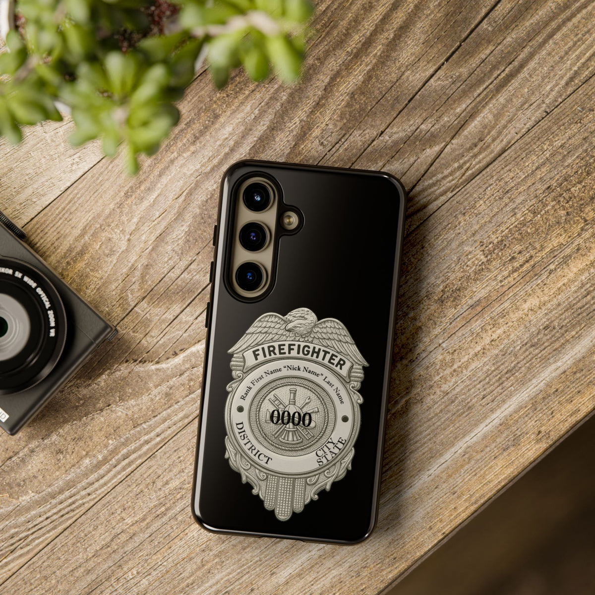 Firefighter Badge Tough Phone Case — Personalized Station Number Design