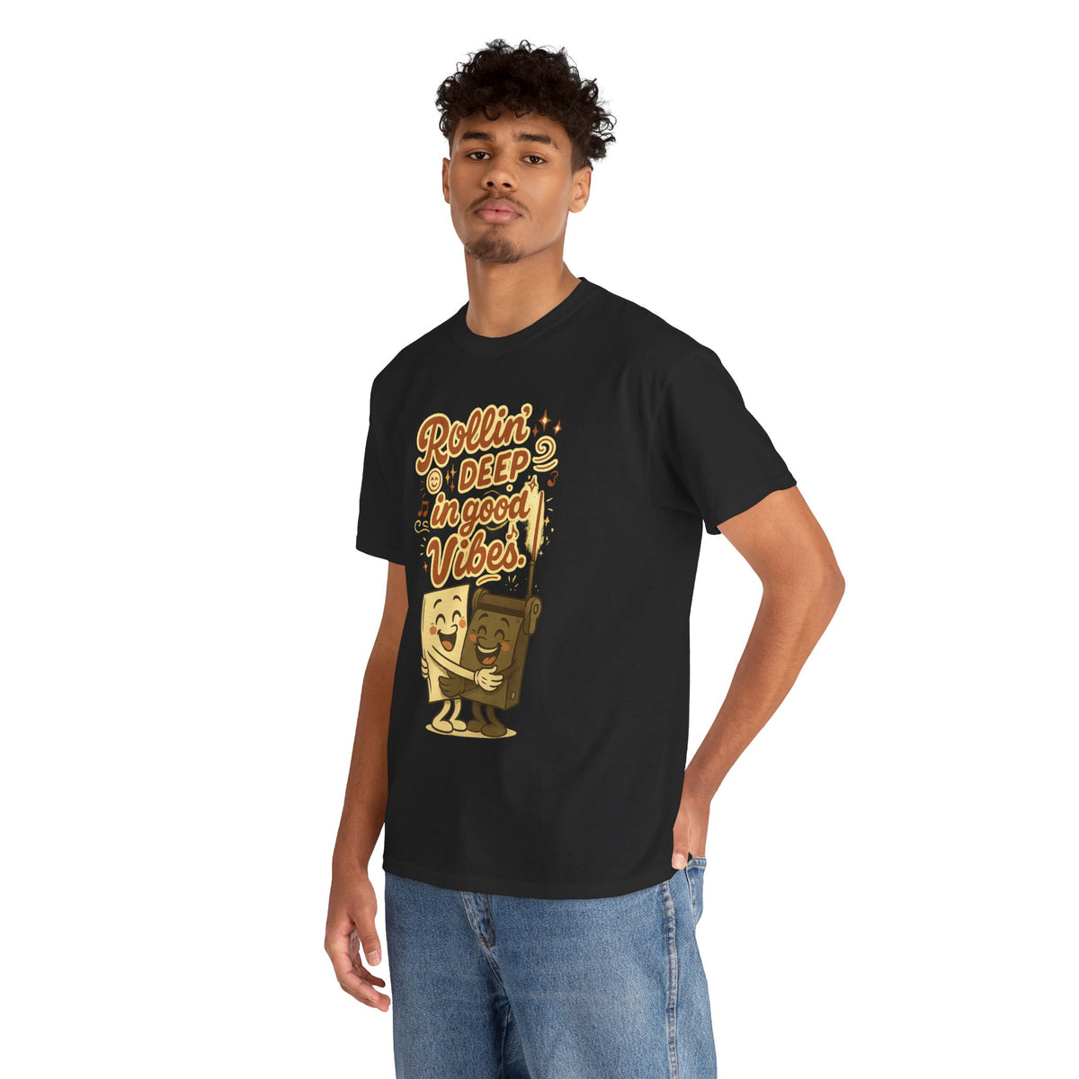 Rollin' Deep in Good Vibes – Smiling Paper & Roller T-Shirt