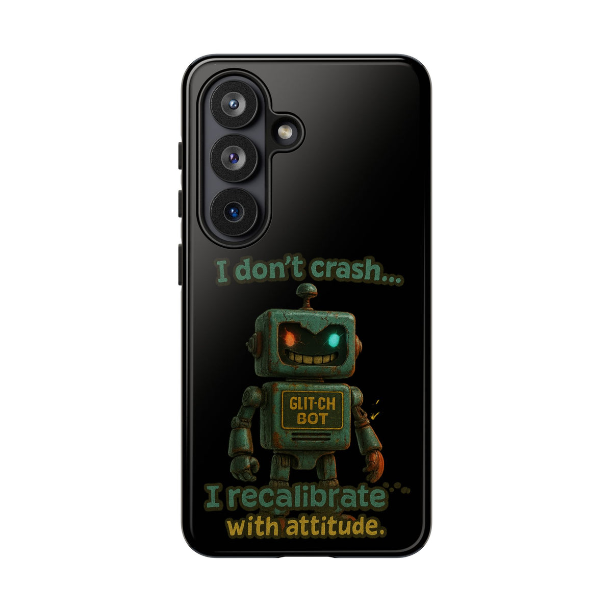 Phone Case — "I Don't Crash... I Recalibrate" Retro Robot Protective Cover