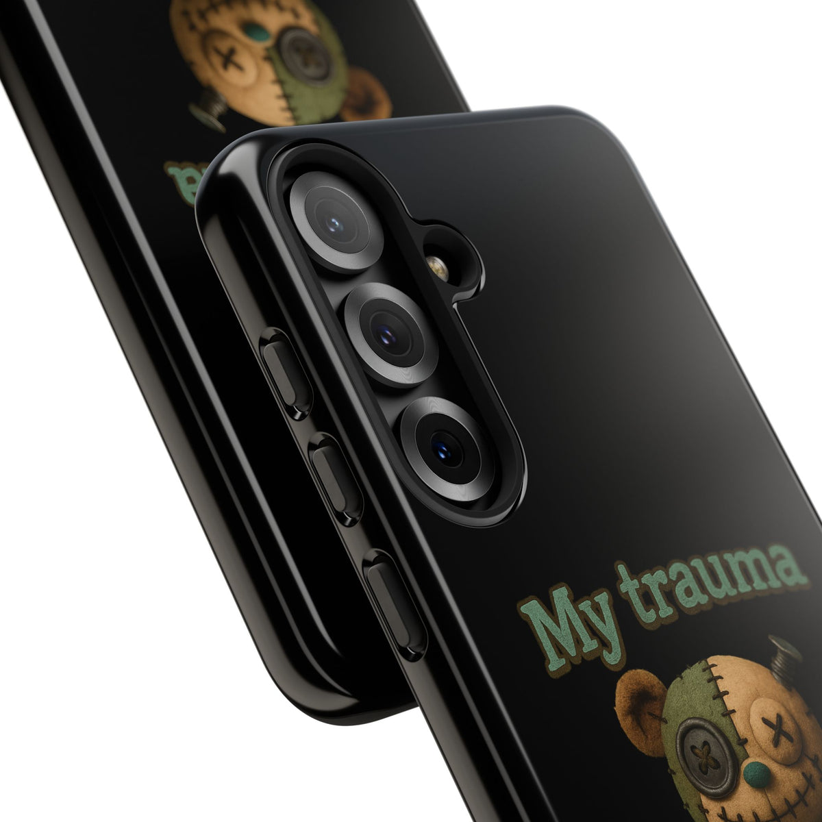 Phone Case — 'My Trauma Runs on AA Batteries' Creepy Voodoo Teddy Protective Cover