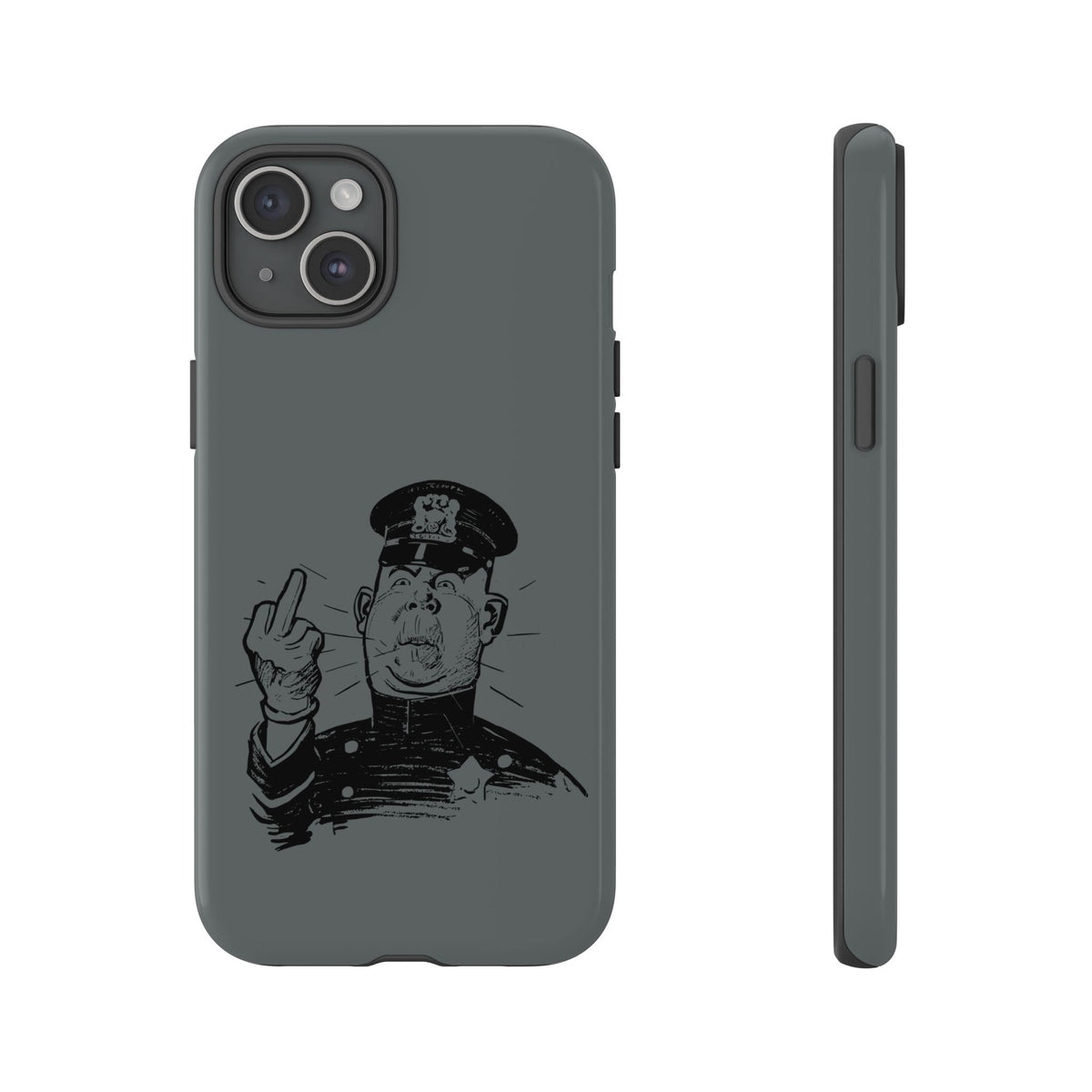 Vintage Cop Middle Finger Phone Case — Edgy Retro iPhone Protective Cover