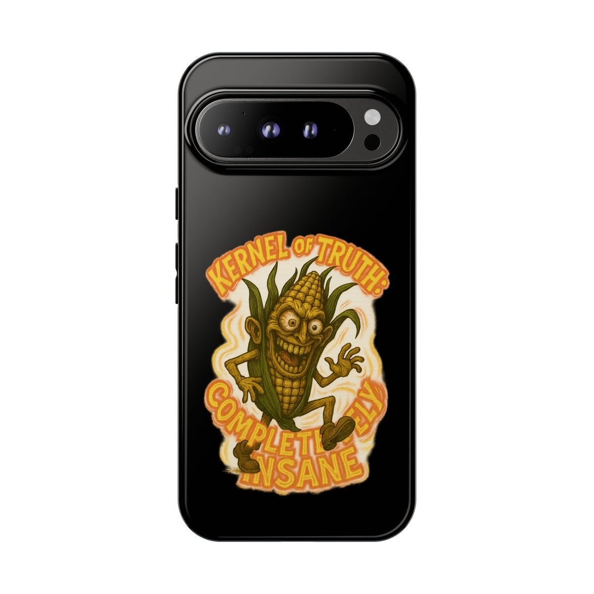 Corny Horror Phone Case - “Kernel of Truth, Completely Insane” Retro Corn Monster