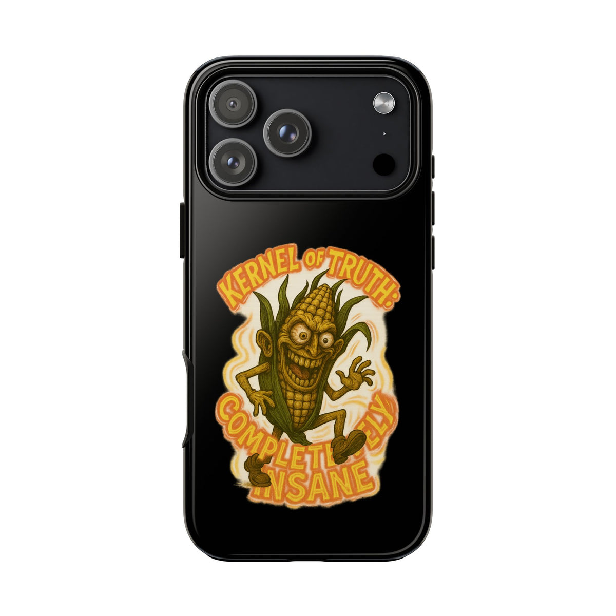 Corny Horror Phone Case - “Kernel of Truth, Completely Insane” Retro Corn Monster
