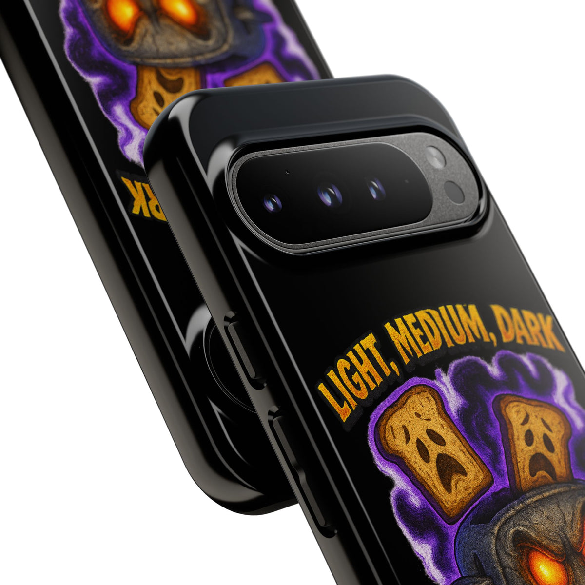 Phone Case — 'Light, Medium, Dark or Eternal Blackened Torment?' Spooky Toast & Toaster Horror Design