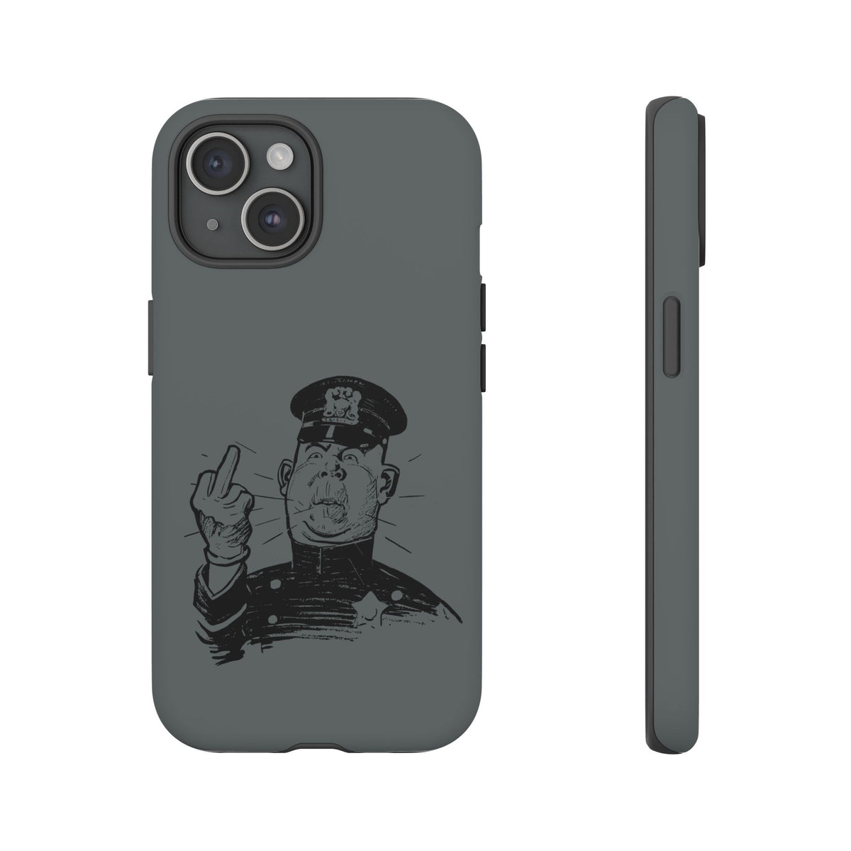 Vintage Cop Middle Finger Phone Case — Edgy Retro iPhone Protective Cover