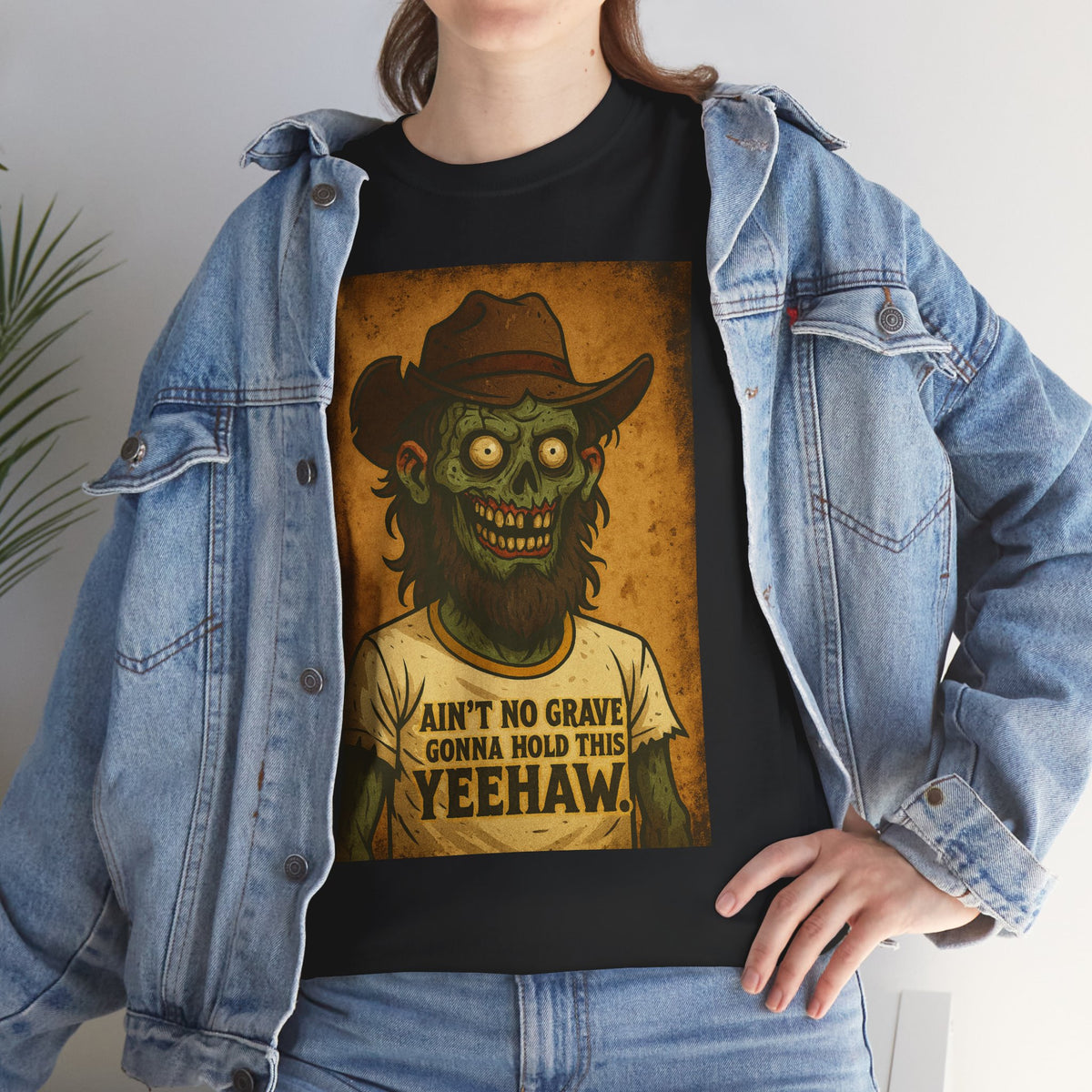 Zombie Cowboy 'Ain't No Grave Gonna Hold This Yeehaw' T-Shirt | Horror Western