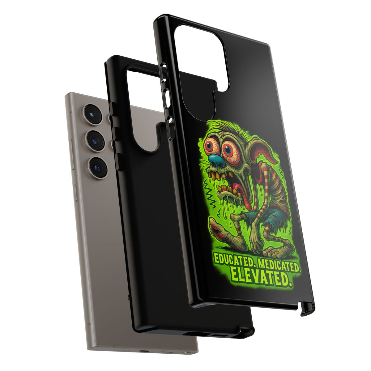 Phone Case — "Educated. Medicated. Elevated." Neon Monster Design