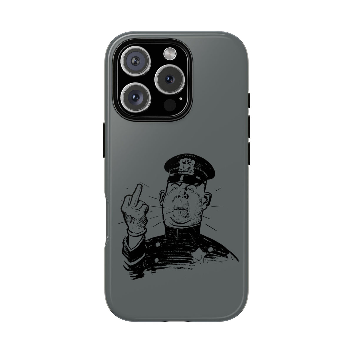 Vintage Cop Middle Finger Phone Case — Edgy Retro iPhone Protective Cover