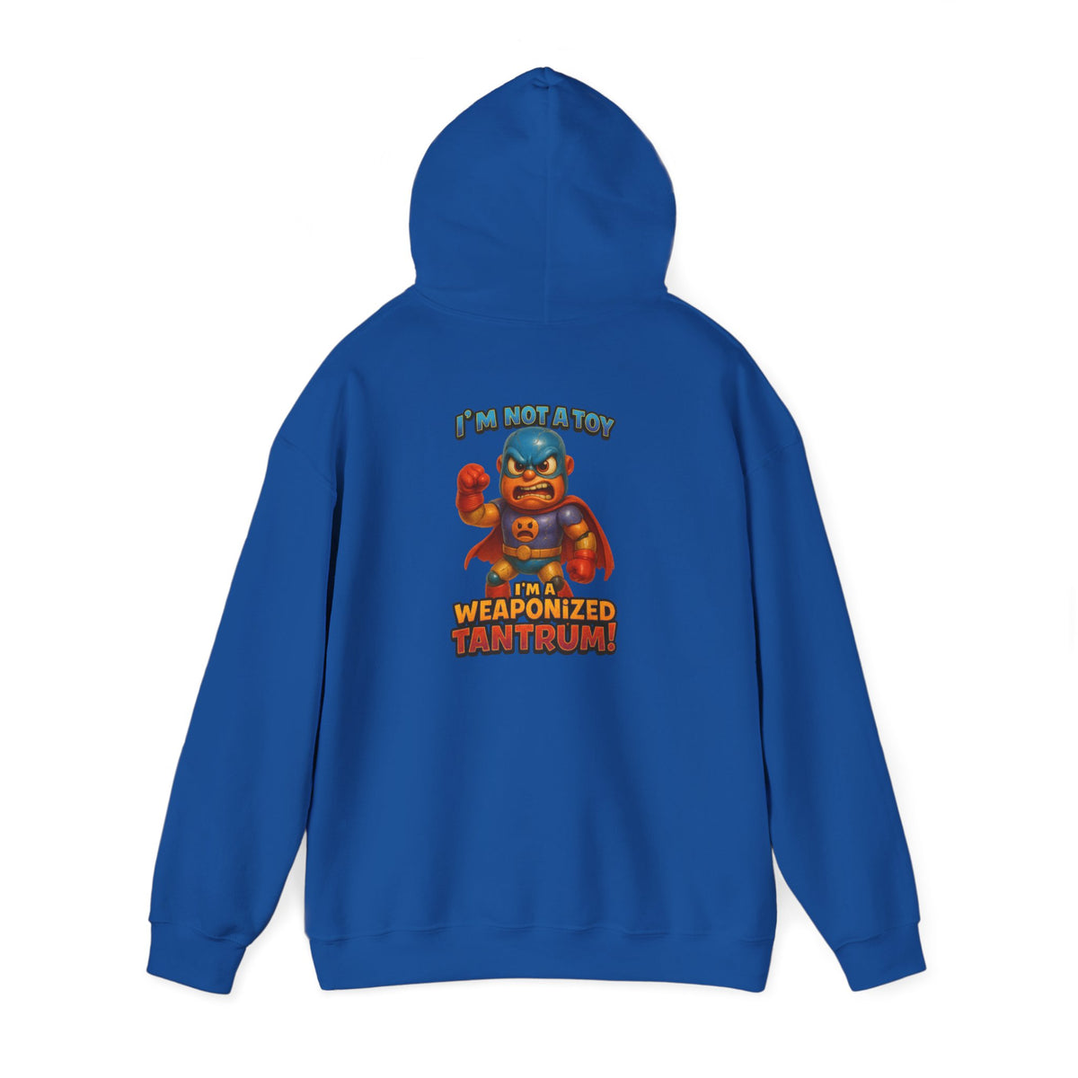 Weaponized Tantrum Hoodie — Funny Superhero Cat Graphic Sweatshirt