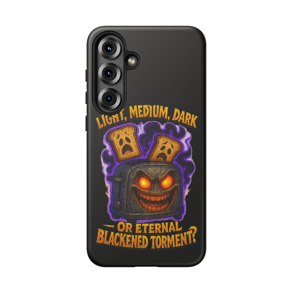 Phone Case — 'Light, Medium, Dark or Eternal Blackened Torment?' Spooky Toast & Toaster Horror Design