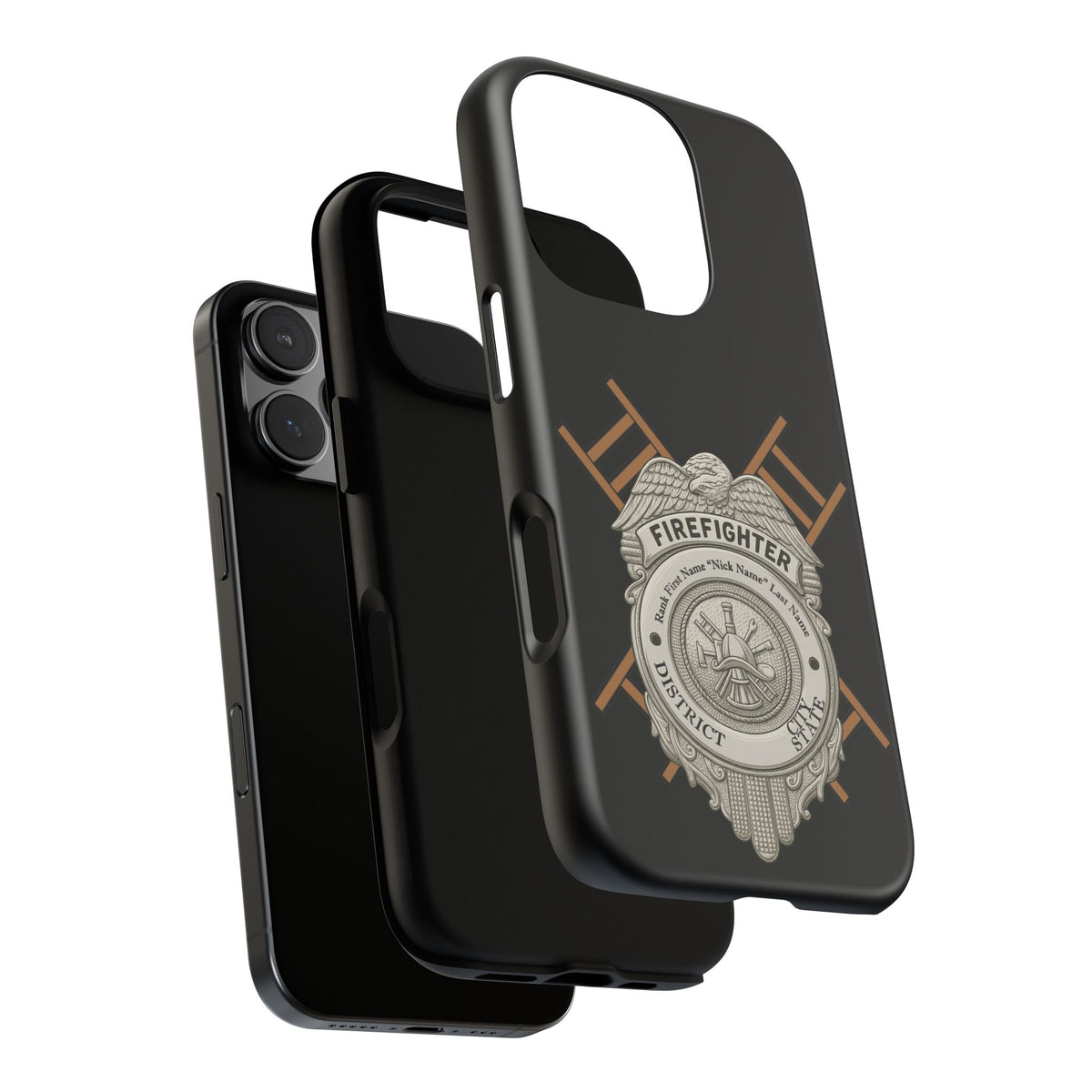 Firefighter Badge Tough Phone Case — Firefighter Helmet & Ladders Protective Case