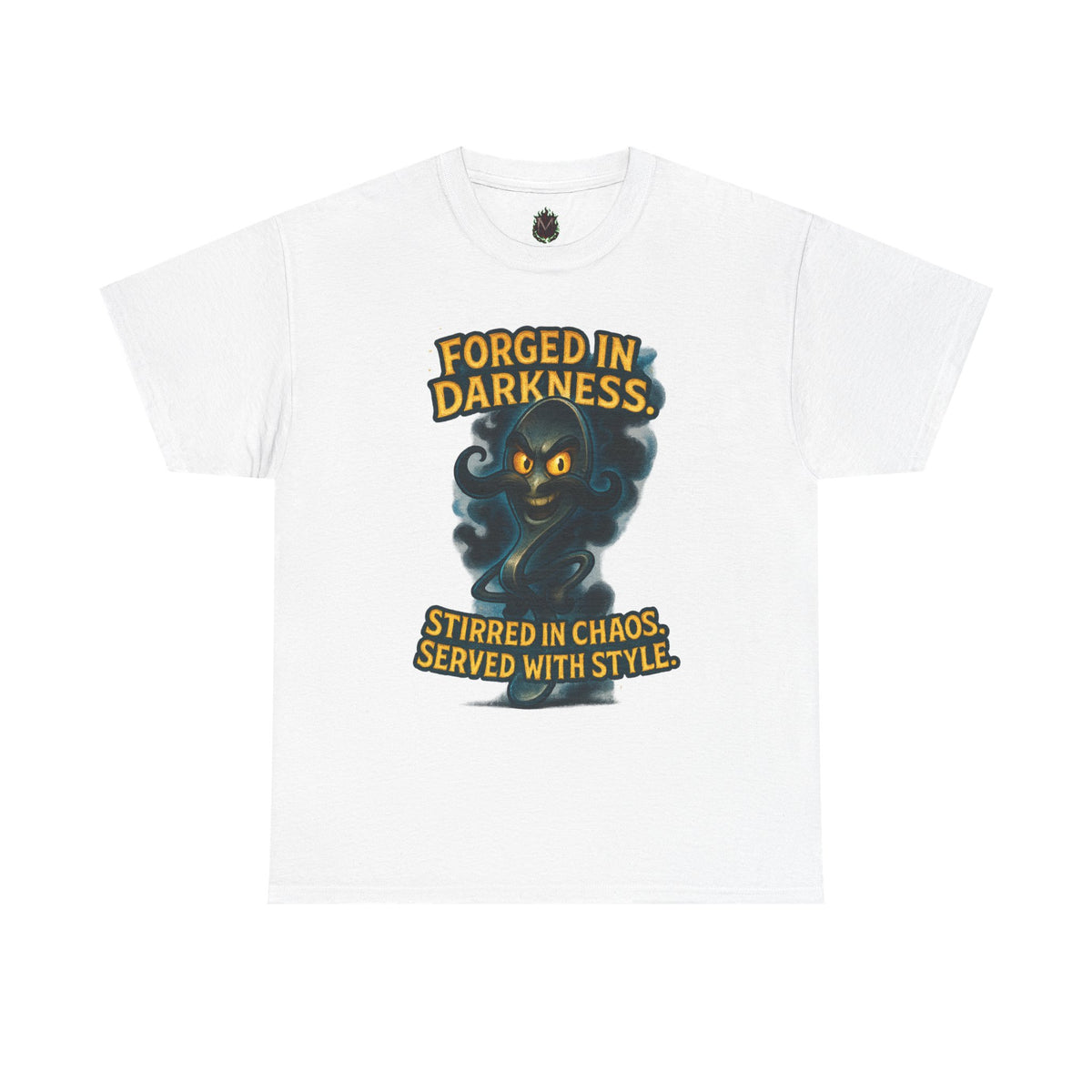 Forged in Darkness cat spirit T-Shirt | Stirred in Chaos illustrated tee