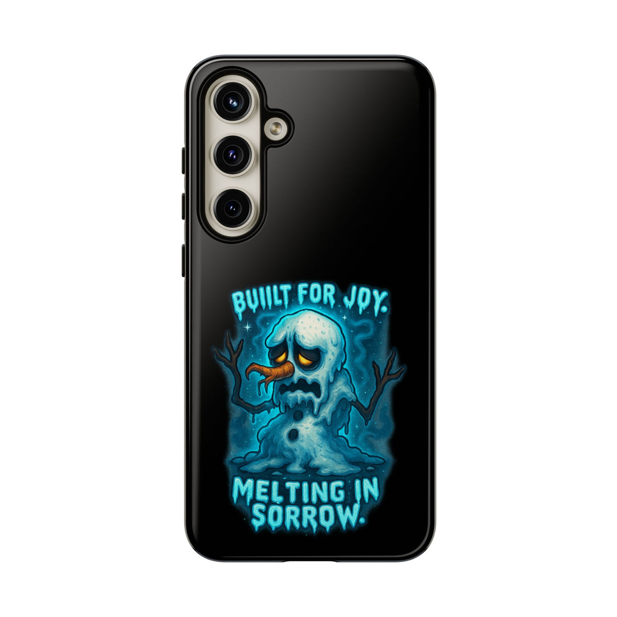 Phone Case — 'Built for Joy, Melting in Sorrow' Blue Melting Snowman Protective Case