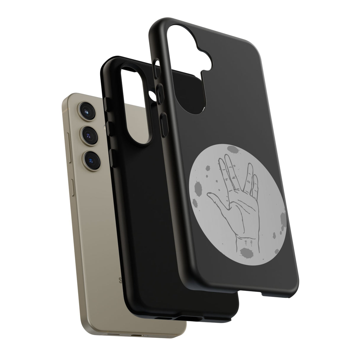 Spock Live Long Phone Case — Vulcan Salute Moon Graphic