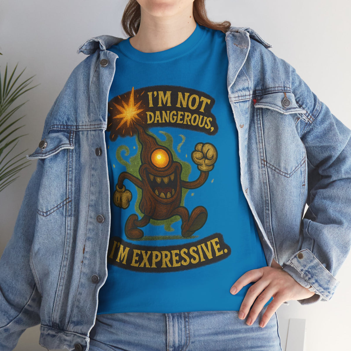 I'm Not Dangerous I'm Expressive Tee | Cartoon Monster Illustration
