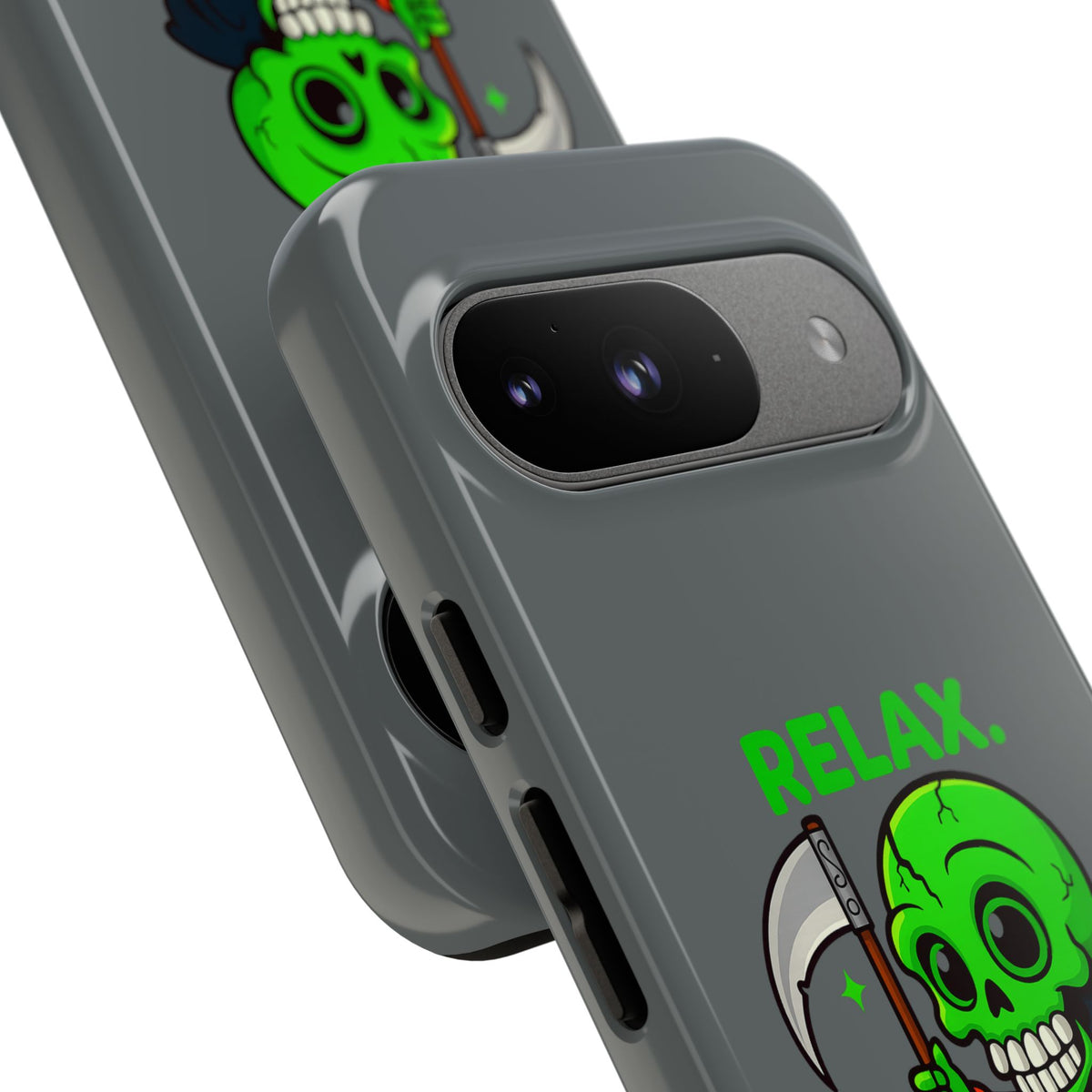 Phone Case — 'Relax. I Only Reap on Weekdays.' Cute Green Grim Reaper Protective Cover