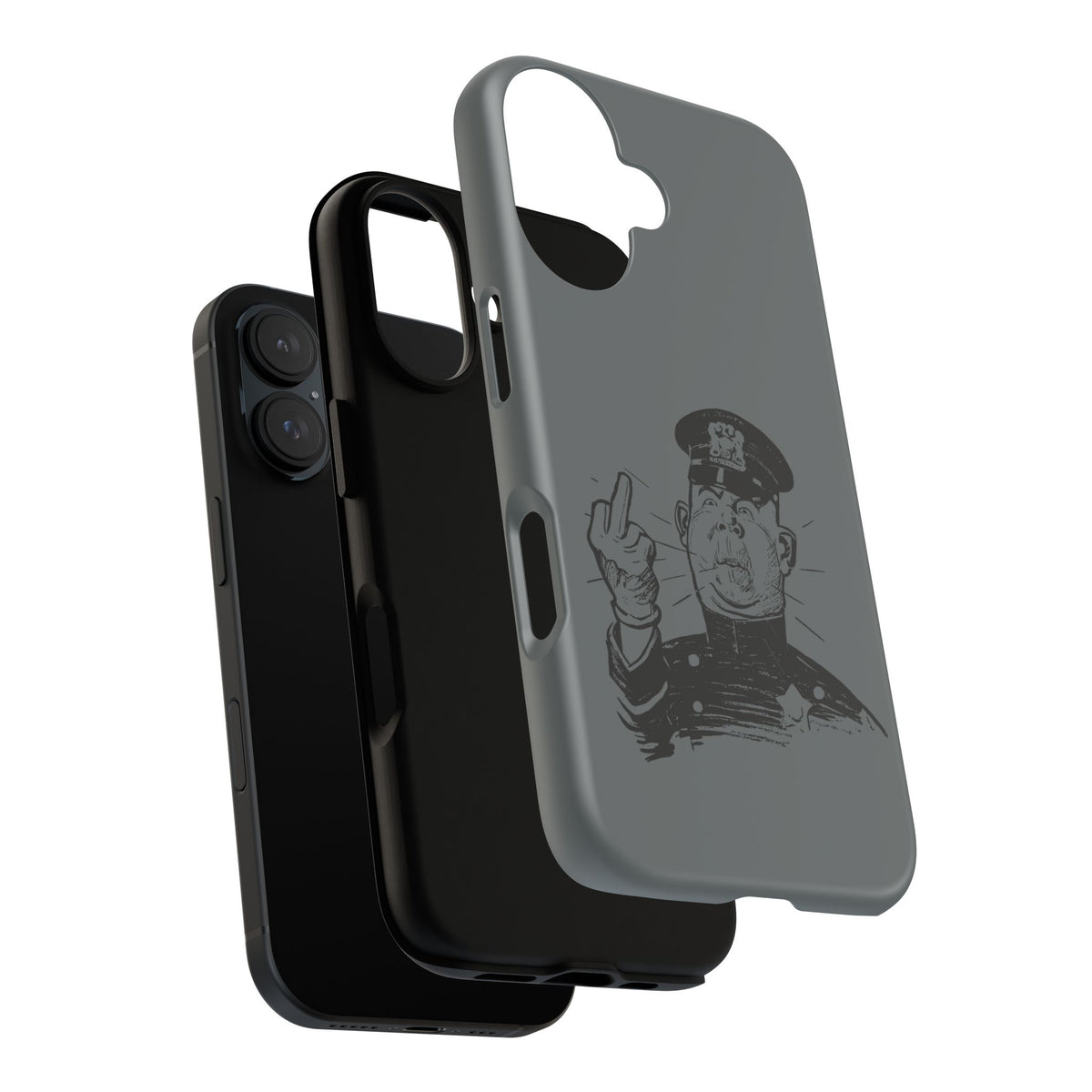 Vintage Cop Middle Finger Phone Case — Edgy Retro iPhone Protective Cover