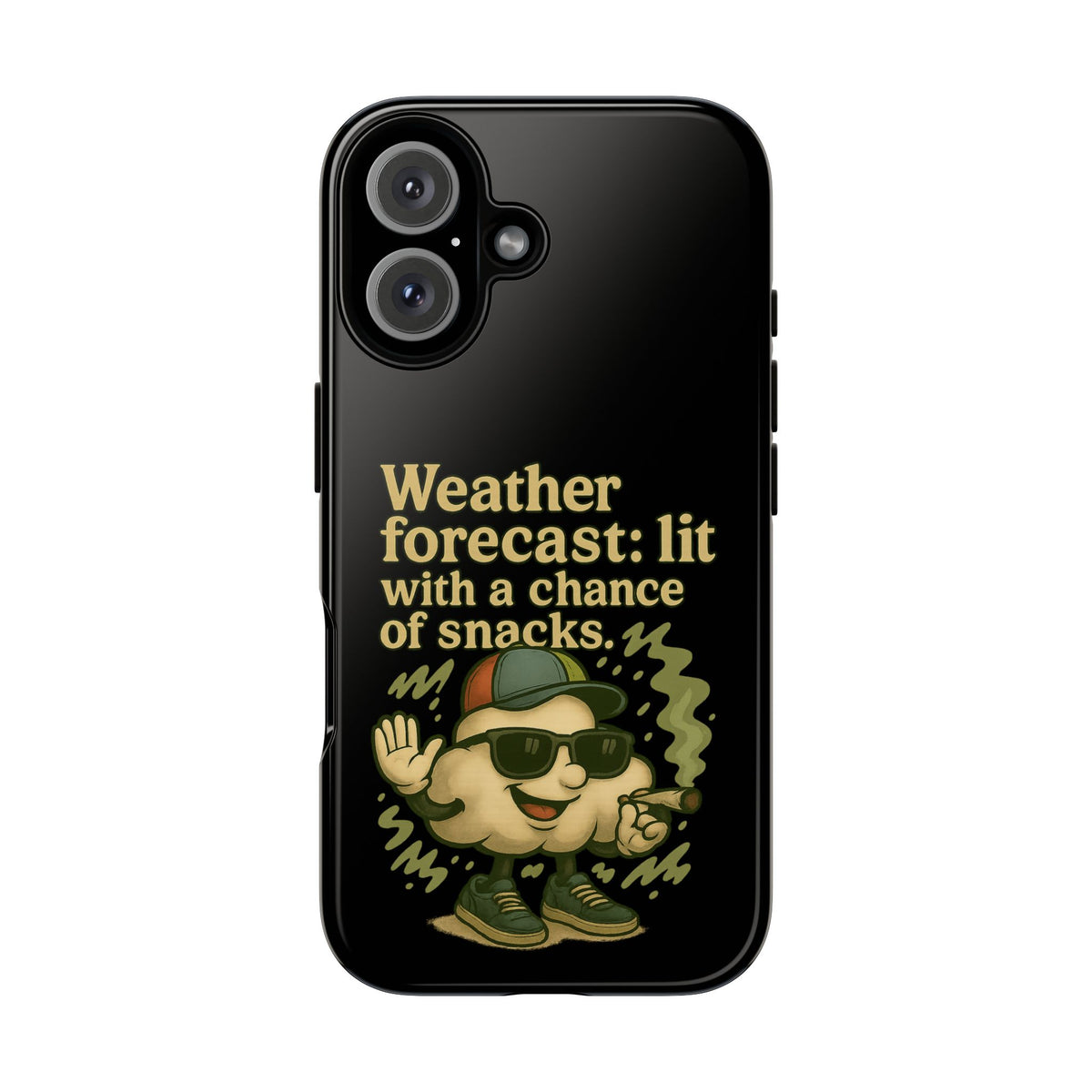 Phone Case — "Weather Forecast: Lit with a Chance of Snacks" Retro Graphic