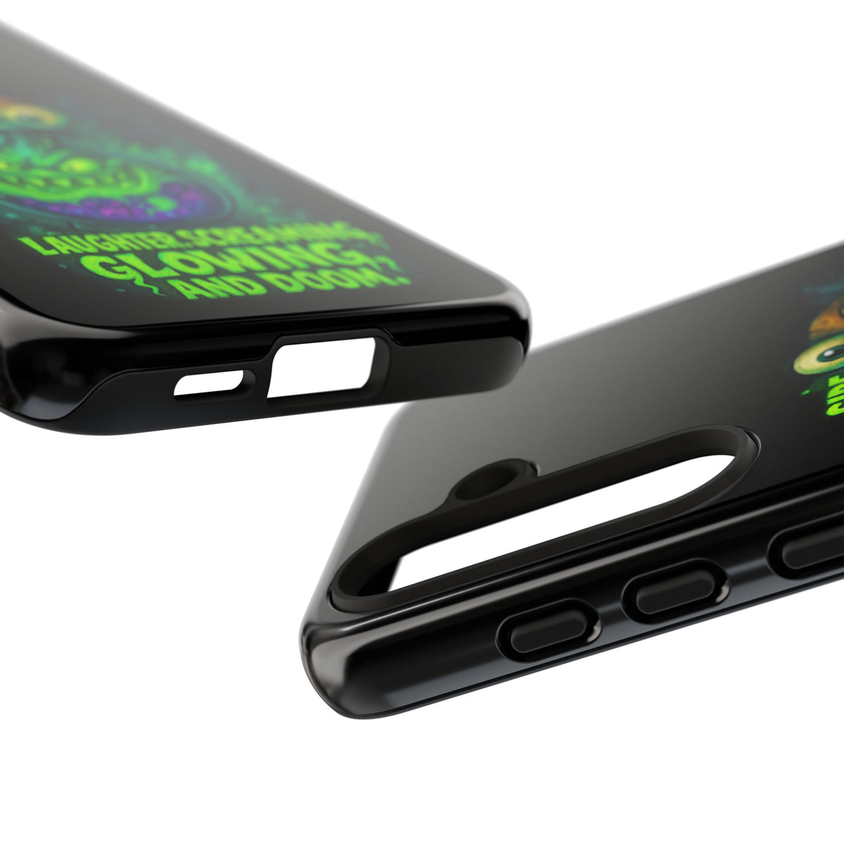 Phone Case — 'Side Effects May Include Laughter, Screaming, Glowing, and Doom' Neon Monster