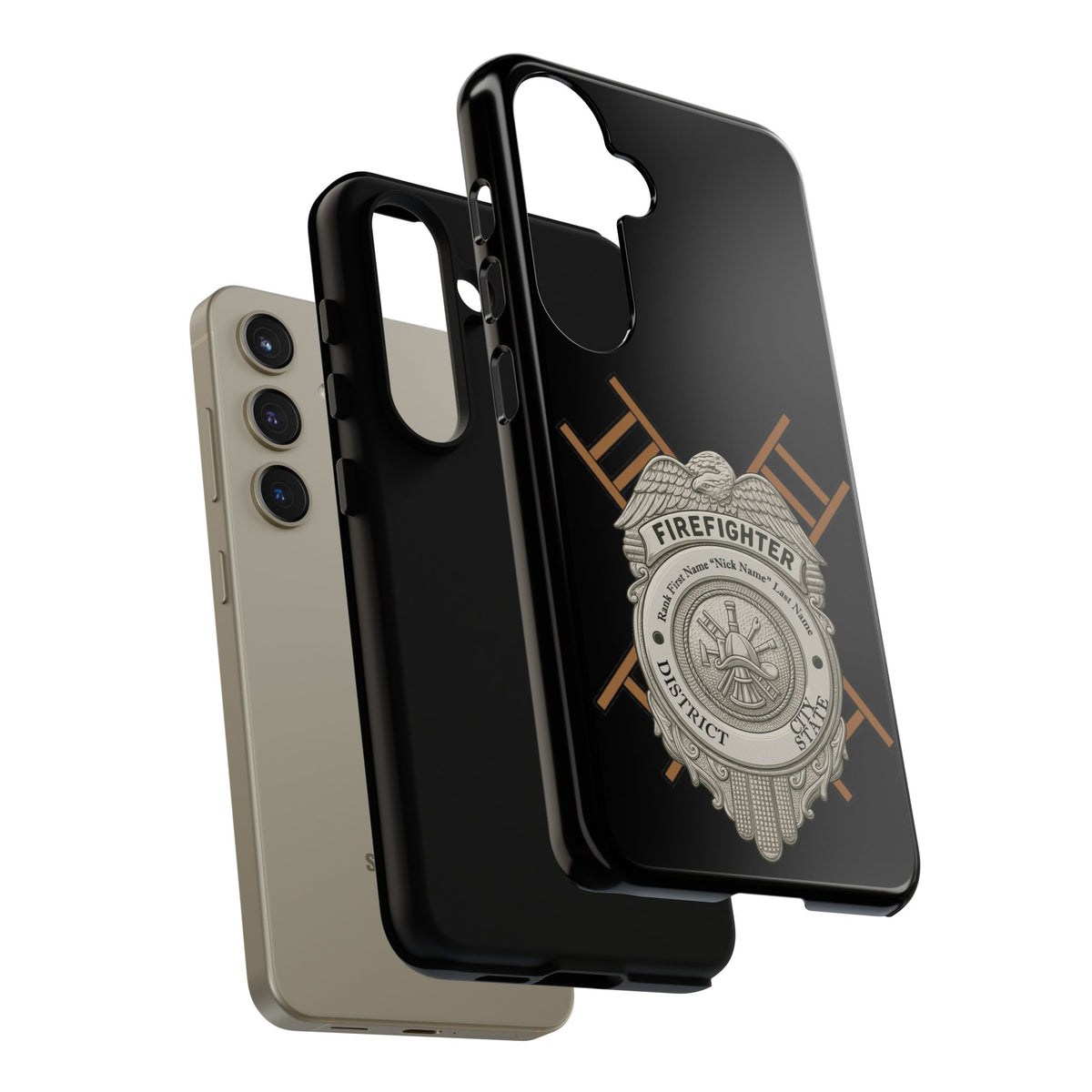 Firefighter Badge Tough Phone Case — Firefighter Helmet & Ladders Protective Case