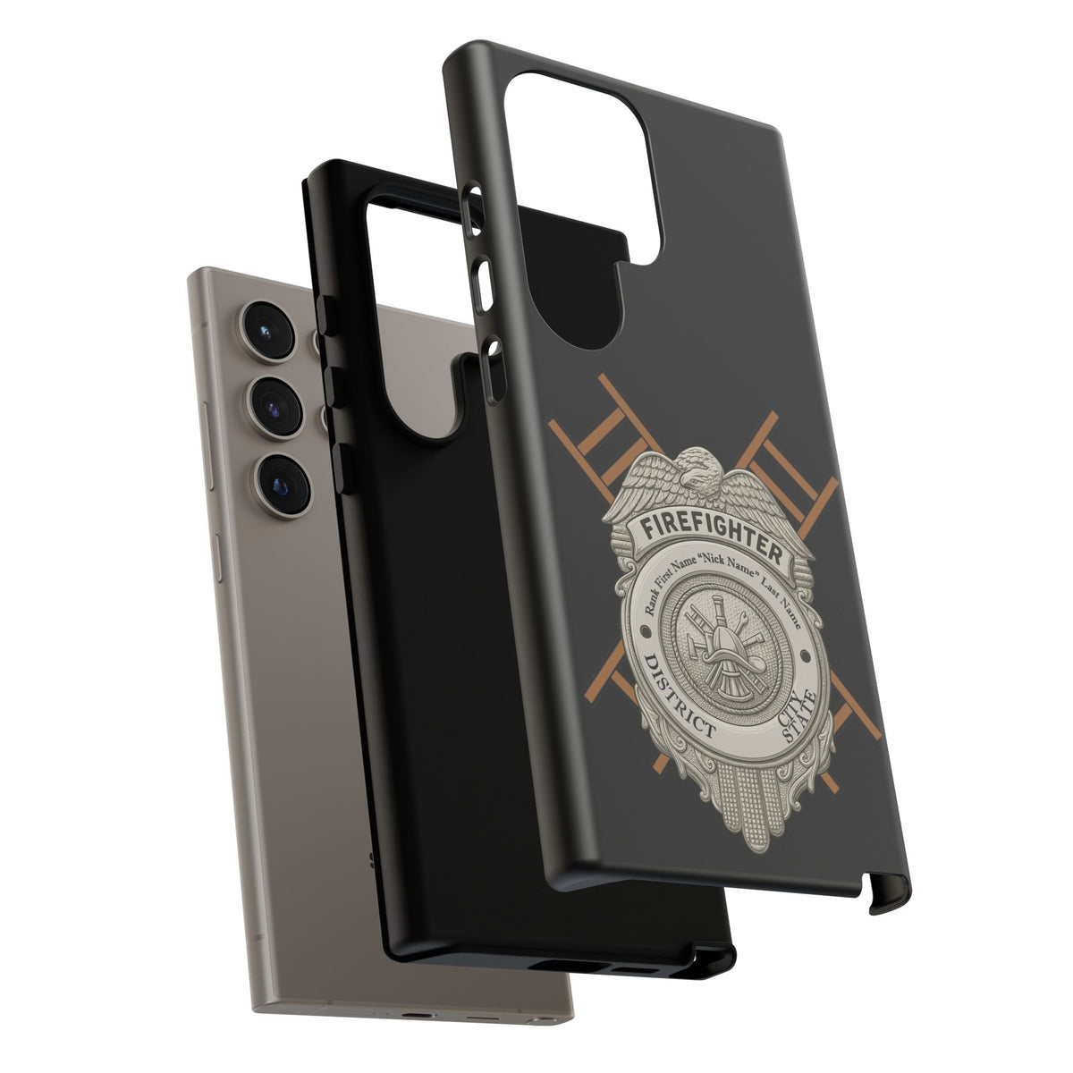 Firefighter Badge Tough Phone Case — Firefighter Helmet & Ladders Protective Case
