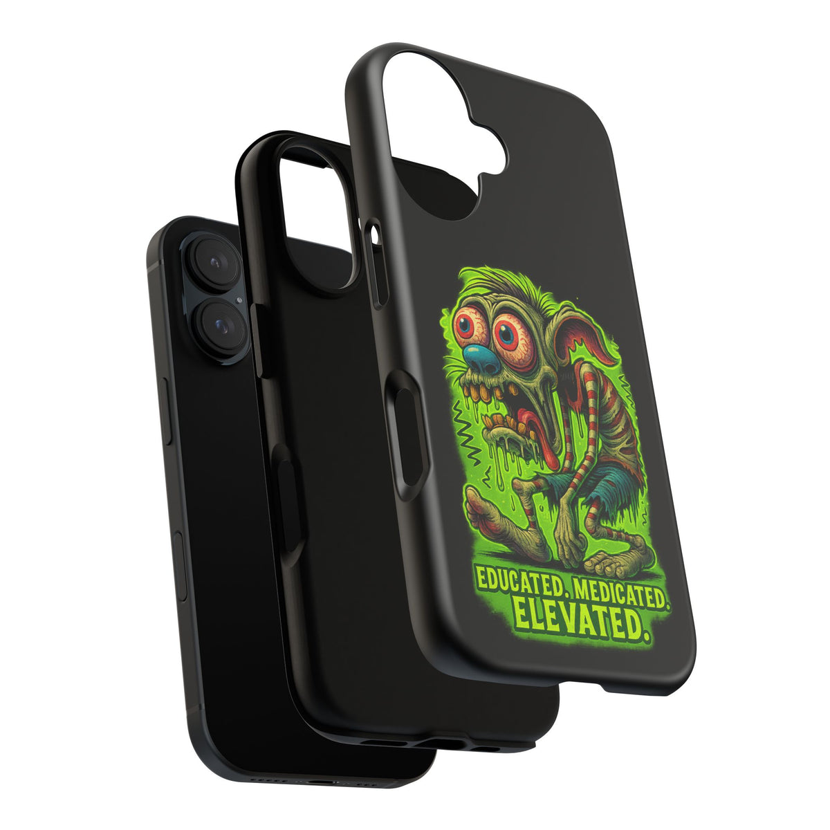 Phone Case — "Educated. Medicated. Elevated." Neon Monster Design