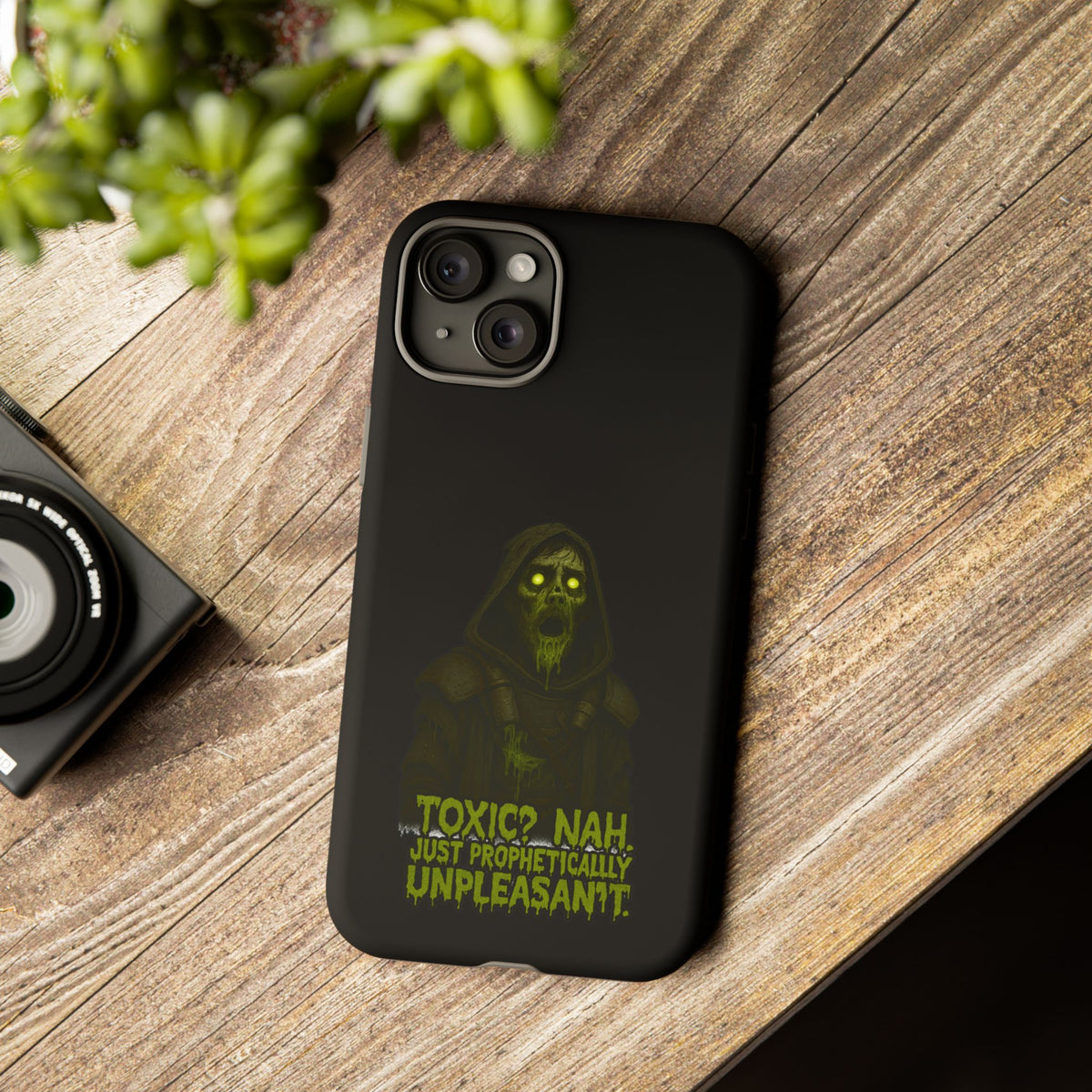 Phone Case — 'Toxic? Nah, Just Prophetically Unpleasant' Neon Grim Reaper Protective Cover