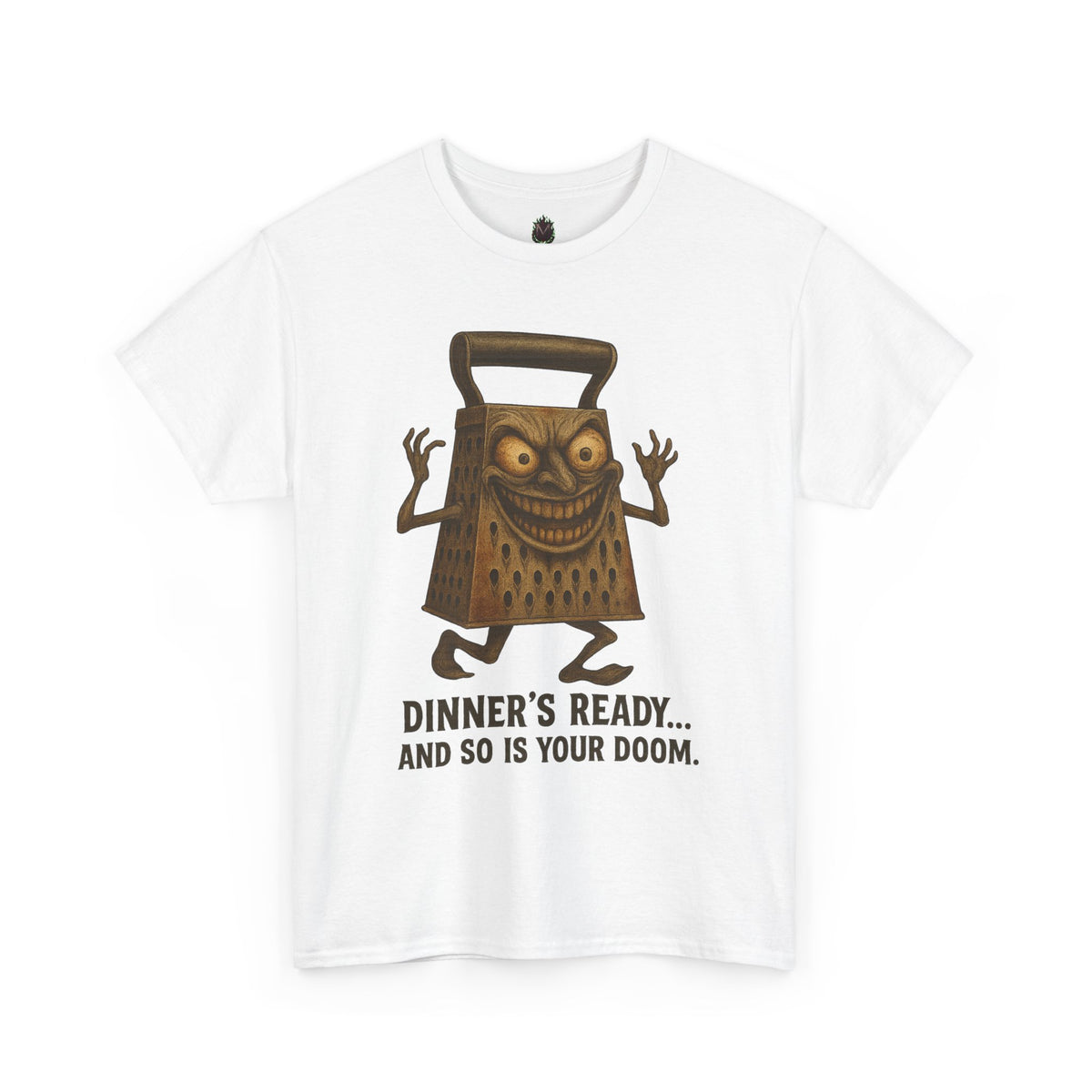 Dinner’s Ready… And So Is Your Doom – Evil Cheese Grater Horror T-Shirt