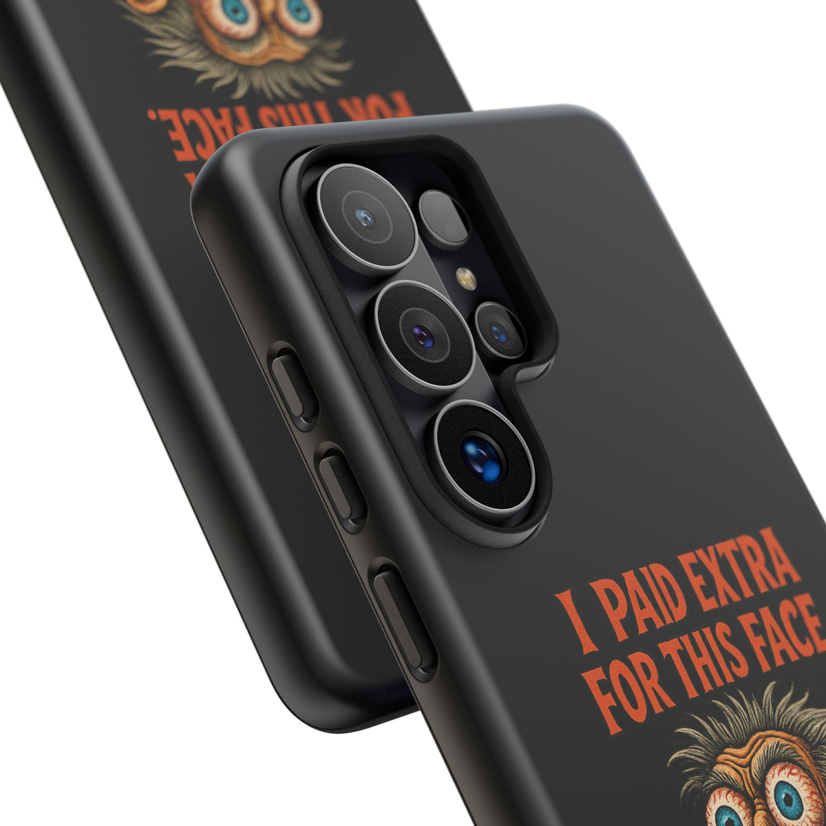 Funny ‘I Paid Extra For This Face’ Phone Case — Retro Horror Cartoon Design