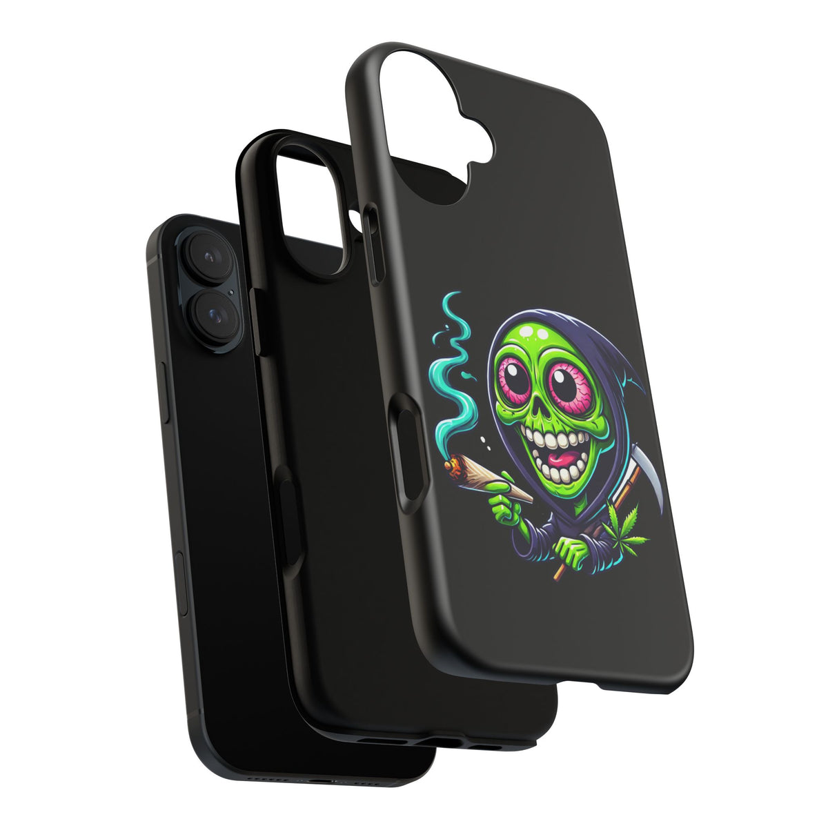 Grinning Stoner Grim Reaper Phone Case – Cannabis Skull iPhone Cover