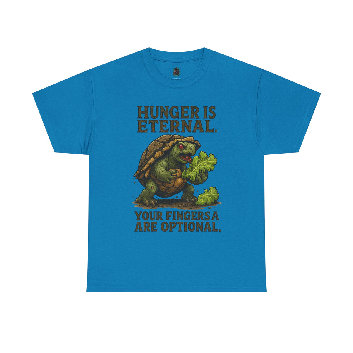 Hunger Is Eternal turtle eating fingers T-Shirt | Horror humor