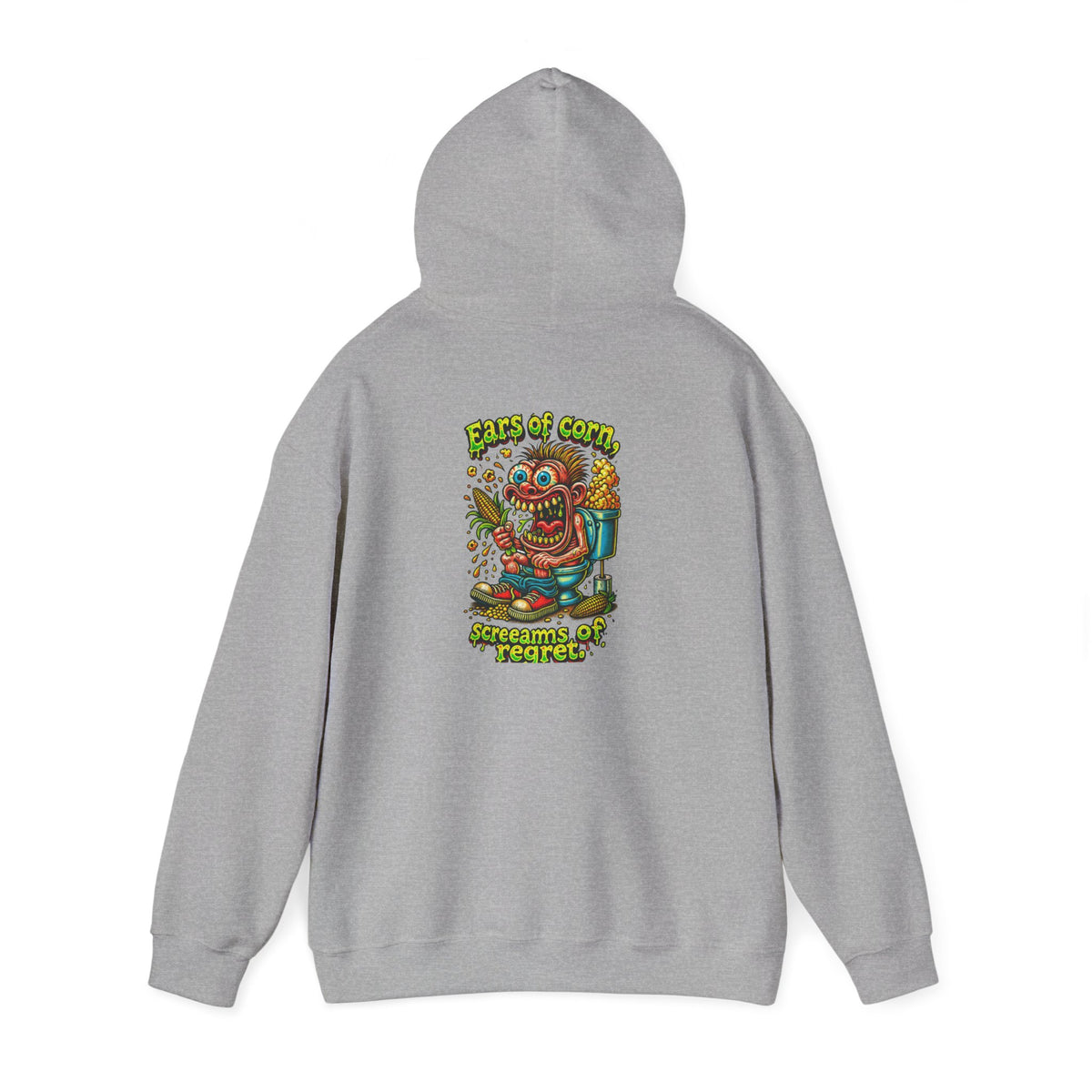 Hoodie — Colorful Retro Monster Graphic “Screams of Regret”